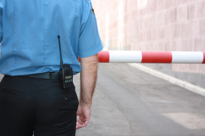 security guard with walkie-talkie